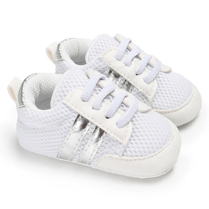 Baby Shoes Pu Leather Shoes Sports Sneakers Newborn Baby Boys Girls Stripe Pattern Shoes Infant Toddler Soft Anti-slip Shoes