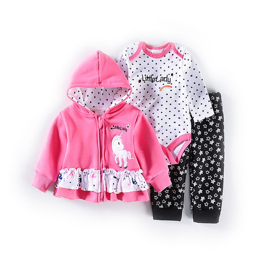 2019 Newest Velvet Kid Clothes Girls Clothing Set Cotton Outfit Baby Boy Clothes Bodysuit+Coat+Pants Newborn 12 18 24 Months