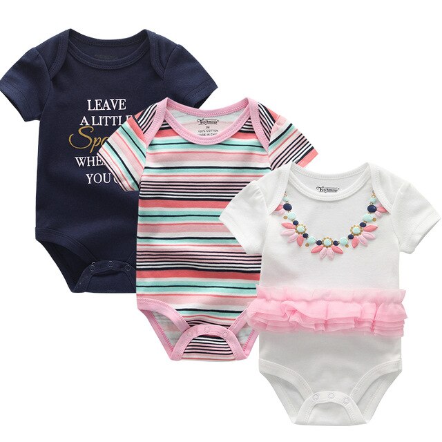 2019 3PCS/Lot Newborn Bodysuits Girls Clothing 0-12M Baby Girl Clothes 100%Cotton Unicorn Baby Boy Clothes Roupas de bebe