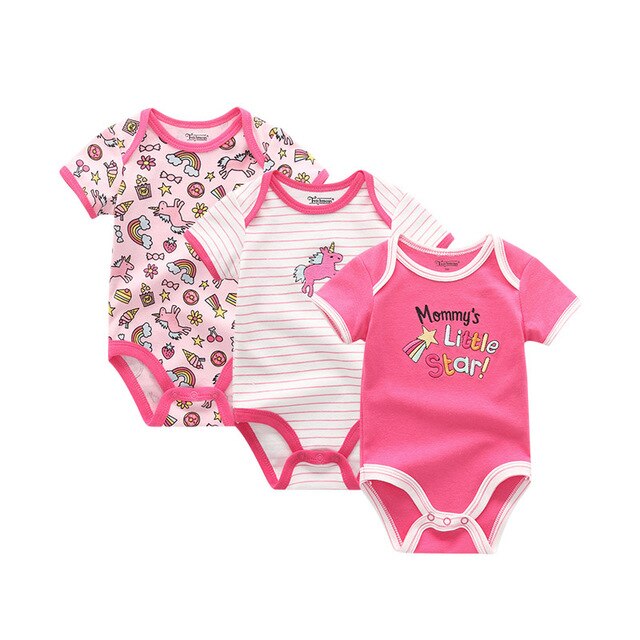 2019 3PCS/Lot Newborn Bodysuits Girls Clothing 0-12M Baby Girl Clothes 100%Cotton Unicorn Baby Boy Clothes Roupas de bebe