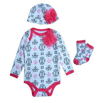 Fashion Infant Baby Boy Boys Clothes Clothing Sets Dress Baby Bodysuit+Sock+Hat Baby Girls Clothes Roupas de bebe Baby Clothes