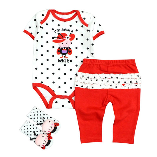 2019 3Pcs/Lot Newborn Baby Boys Girls Clothes Set Short Sleeve Romper+Leggings Pants+1Pair Socks Baby Clothing Set