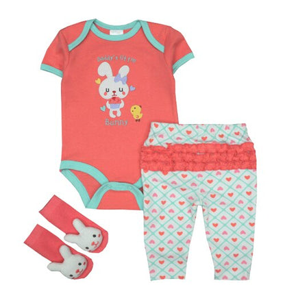 2019 3Pcs/Lot Newborn Baby Boys Girls Clothes Set Short Sleeve Romper+Leggings Pants+1Pair Socks Baby Clothing Set