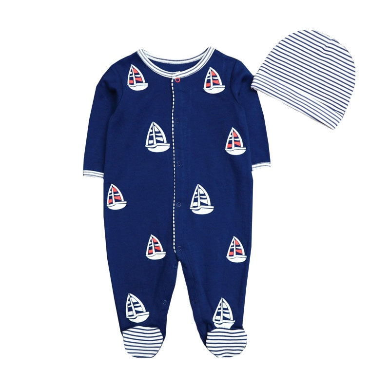 New 2019 Cute Baby Clothes With Baby Cap Comfortable Clothing Long Sleeve 100%Cotton  Newborn Girls Boys Rompers