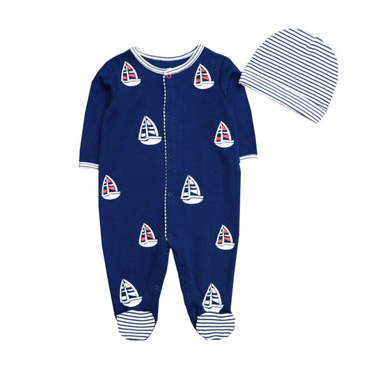 New 2019 Cute Baby Clothes With Baby Cap Comfortable Clothing Long Sleeve 100%Cotton  Newborn Girls Boys Rompers