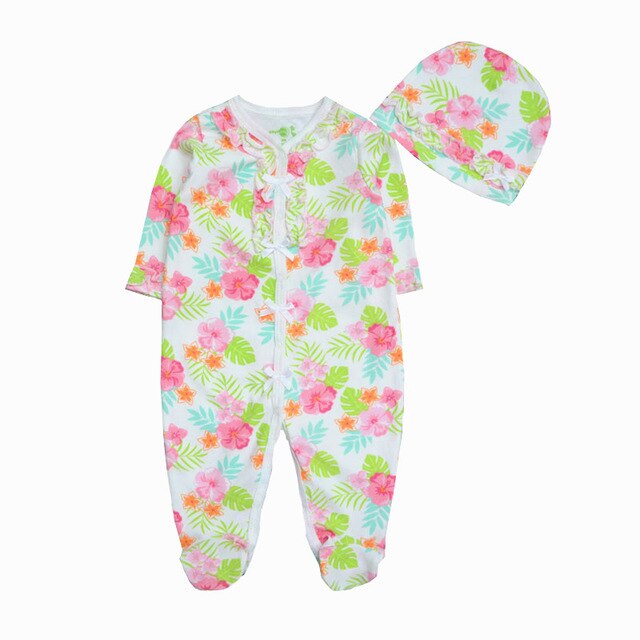 New 2019 Cute Baby Clothes With Baby Cap Comfortable Clothing Long Sleeve 100%Cotton  Newborn Girls Boys Rompers