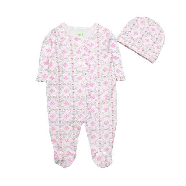 New 2019 Cute Baby Clothes With Baby Cap Comfortable Clothing Long Sleeve 100%Cotton  Newborn Girls Boys Rompers