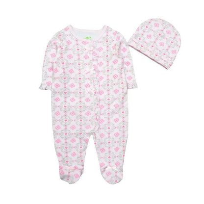 New 2019 Cute Baby Clothes With Baby Cap Comfortable Clothing Long Sleeve 100%Cotton  Newborn Girls Boys Rompers