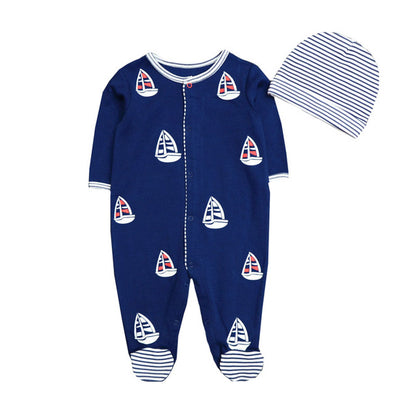 New 2019 Cute Baby Clothes With Baby Cap Comfortable Clothing Long Sleeve 100%Cotton  Newborn Girls Boys Rompers