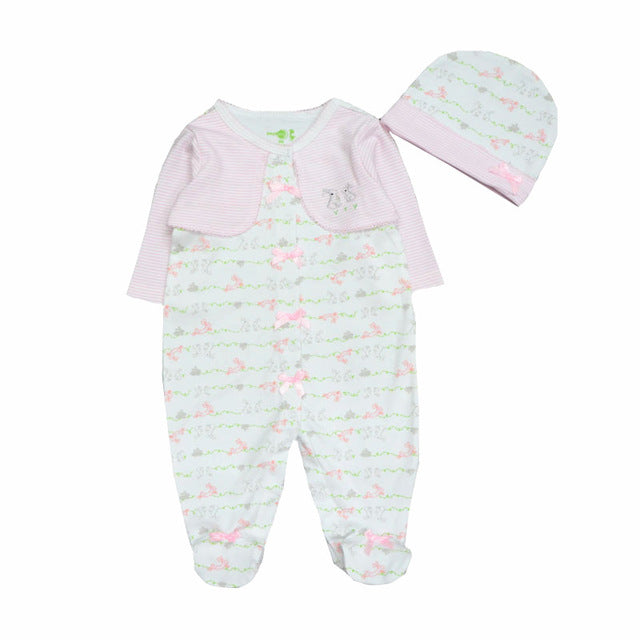 Fashion Baby Girls Clothes 100%Cotton Infant Jumpsuits Baby Rompers With Caps Long Sleeve Bebes Girls Costume Recem Nascido