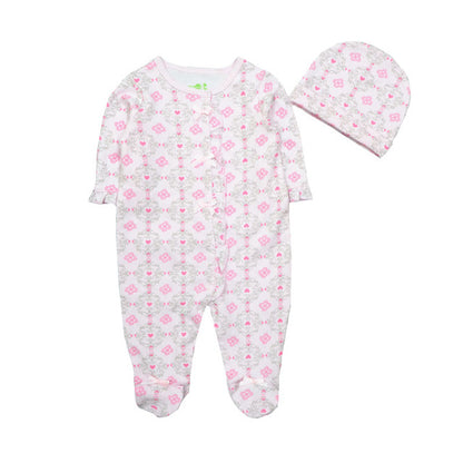 Fashion Baby Girls Clothes 100%Cotton Infant Jumpsuits Baby Rompers With Caps Long Sleeve Bebes Girls Costume Recem Nascido