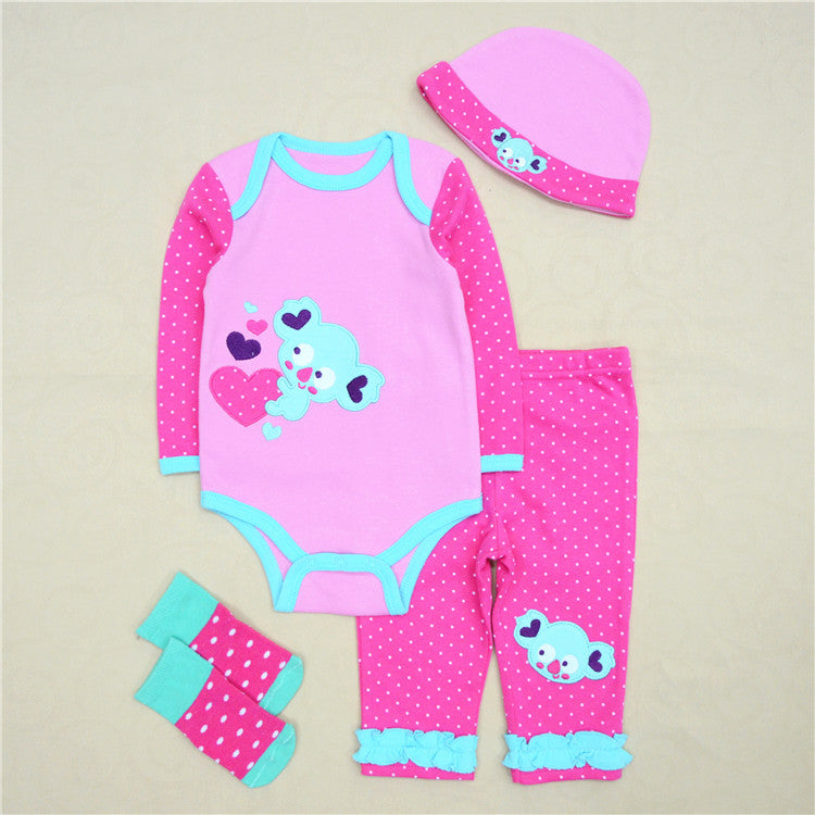 Baby Girl Clothes Suits 4PCS Set Baby Clothing Boy Bodysuit Pant Sock Hat Sets Jumpsuits Newborn