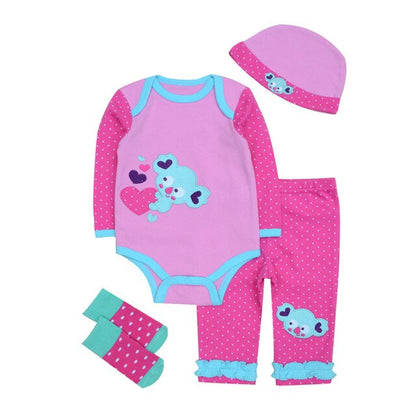 Baby Girl Clothes Suits 4PCS Set Baby Clothing Boy Bodysuit Pant Sock Hat Sets Jumpsuits Newborn