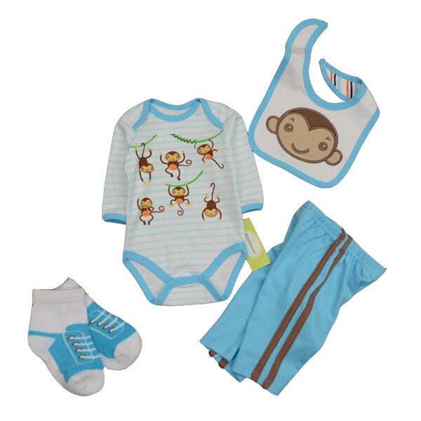 Baby Rompers Set Autumn Children Clothing Suit Overalls + Pants + Hat+Bibs+Stocking 4Pcs Baby Girl Clothes Baby Clothing