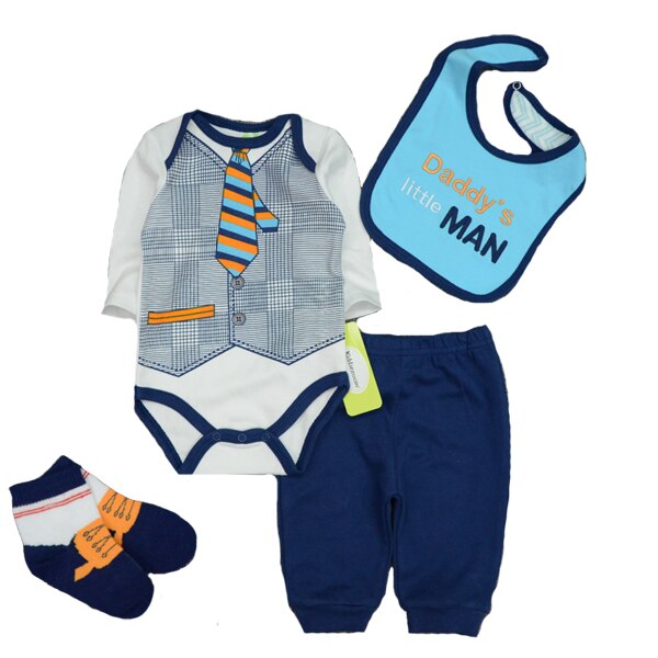 Baby Rompers Set Autumn Children Clothing Suit Overalls + Pants + Hat+Bibs+Stocking 4Pcs Baby Girl Clothes Baby Clothing