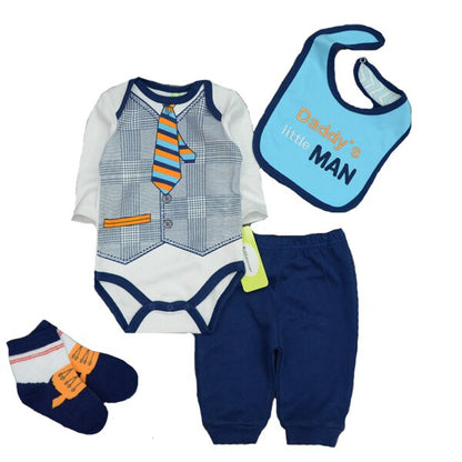 Baby Rompers Set Autumn Children Clothing Suit Overalls + Pants + Hat+Bibs+Stocking 4Pcs Baby Girl Clothes Baby Clothing