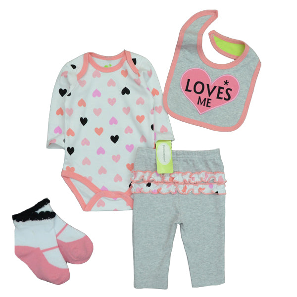 Baby Rompers Set Autumn Children Clothing Suit Overalls + Pants + Hat+Bibs+Stocking 4Pcs Baby Girl Clothes Baby Clothing