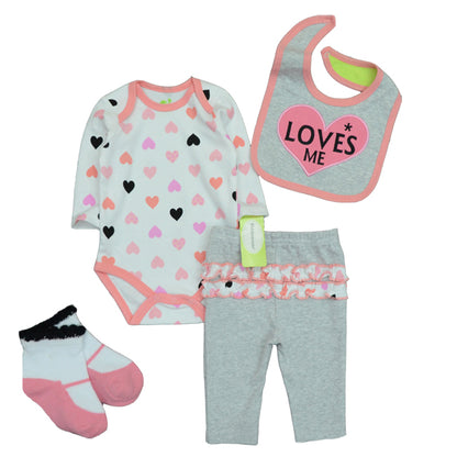 Baby Rompers Set Autumn Children Clothing Suit Overalls + Pants + Hat+Bibs+Stocking 4Pcs Baby Girl Clothes Baby Clothing