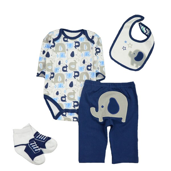 Baby Rompers Set Autumn Children Clothing Suit Overalls + Pants + Hat+Bibs+Stocking 4Pcs Baby Girl Clothes Baby Clothing