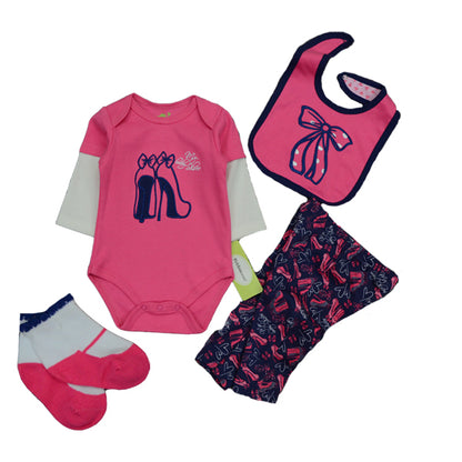 Baby Rompers Set Autumn Children Clothing Suit Overalls + Pants + Hat+Bibs+Stocking 4Pcs Baby Girl Clothes Baby Clothing