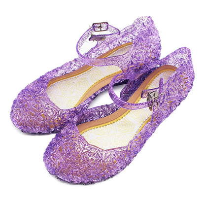 Girls Transparent Crystal Sandals Princess Dress Up Shoes For kids Baby Girl Dancing shoes Elsa Blue Shoes Sofia Purple Sandals