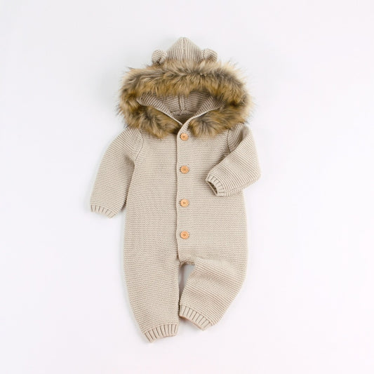 Newborn Toddler Girls Rompers Winter Infant Bebes Boy One Piece Jumpsuits Outfits Warm Hooded Children Long Sleeve Overalls 0-2Y