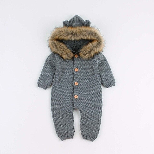 Newborn Toddler Girls Rompers Winter Infant Bebes Boy One Piece Jumpsuits Outfits Warm Hooded Children Long Sleeve Overalls 0-2Y