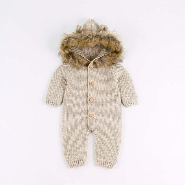 Newborn Toddler Girls Rompers Winter Infant Bebes Boy One Piece Jumpsuits Outfits Warm Hooded Children Long Sleeve Overalls 0-2Y