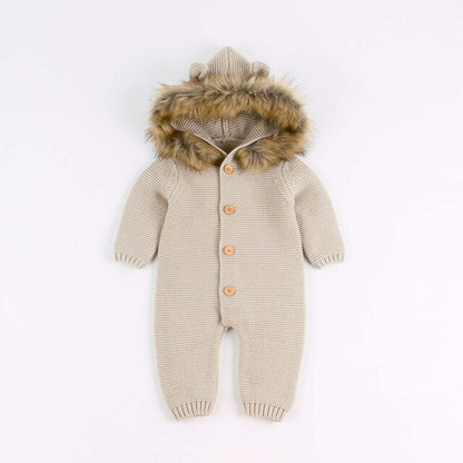 Newborn Toddler Girls Rompers Winter Infant Bebes Boy One Piece Jumpsuits Outfits Warm Hooded Children Long Sleeve Overalls 0-2Y