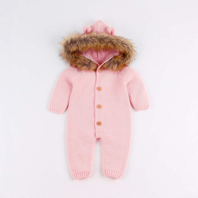 Newborn Toddler Girls Rompers Winter Infant Bebes Boy One Piece Jumpsuits Outfits Warm Hooded Children Long Sleeve Overalls 0-2Y