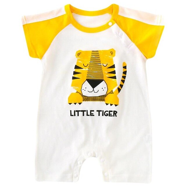 Famuka Baby Romper Newborn Boy Girl Jumpsuit Short Sleeves Casual Cartoon One-piece Cotton Infant Summer Clothing Baby Roupas