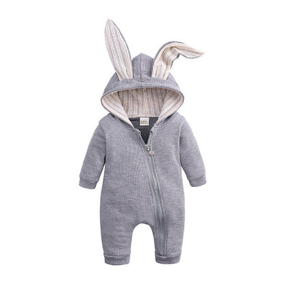4 Color Cute Baby Boy Girl big Ears Rabbit Solid Color Cotton Jumpsuit Suit Newborn Romper Zipper Trousers Jumpsuit 0-18 Months