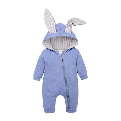 4 Color Cute Baby Boy Girl big Ears Rabbit Solid Color Cotton Jumpsuit Suit Newborn Romper Zipper Trousers Jumpsuit 0-18 Months