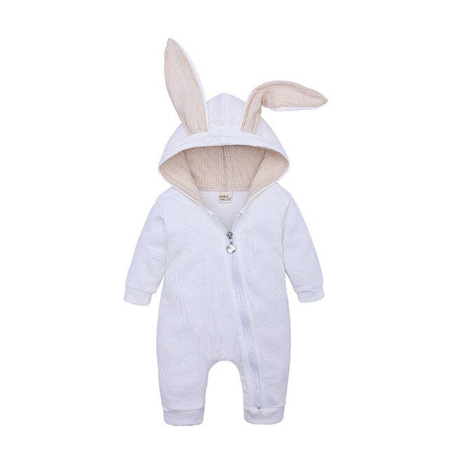 4 Color Cute Baby Boy Girl big Ears Rabbit Solid Color Cotton Jumpsuit Suit Newborn Romper Zipper Trousers Jumpsuit 0-18 Months