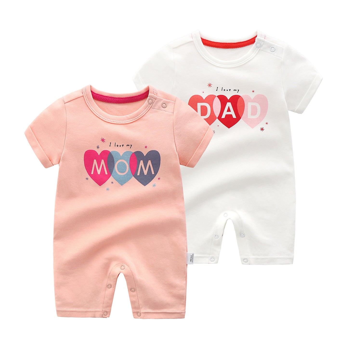 Baby Rompers I Love My Dad Mom Newborn Infant Boys Girls Shortsleeve Summer One-Pieces Cotton Clothes Jumpsuit for Baby