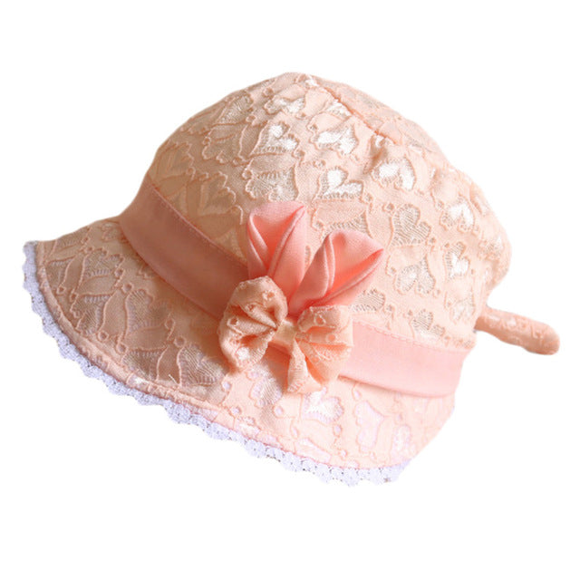 Baby Summer Outdoor Bucket Hat Children Floral Print Panama Cap Sun Beach Cap Lovely Lace Princess Baby Girl Brim Sun Hats