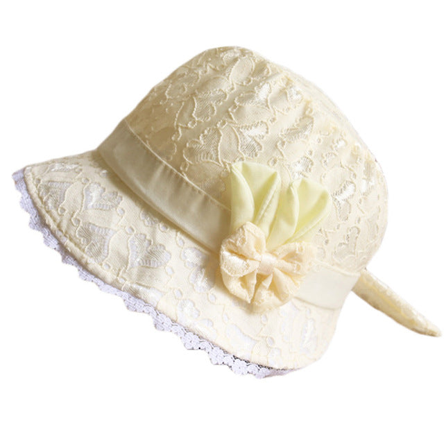Baby Summer Outdoor Bucket Hat Children Floral Print Panama Cap Sun Beach Cap Lovely Lace Princess Baby Girl Brim Sun Hats